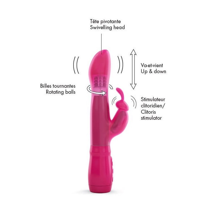 Vibromasseur triple stimulation DORCEL "Furious Rabbit" - Rose