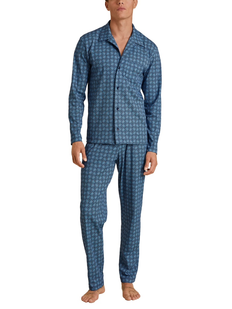 Pyjama long boutonné homme 100% coton CALIDA "Relax Streamline 2" 46782 - Insignia Blue 407