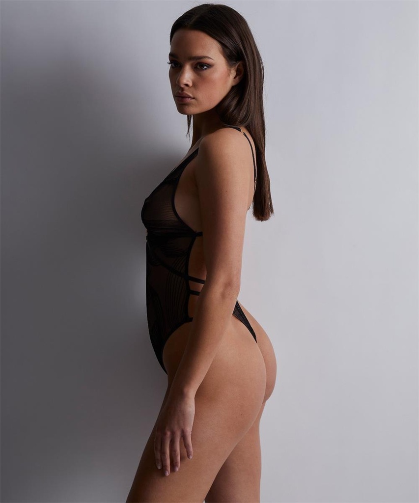 Body lingerie sexy AUBADE "Boite à Désir" Heat wave P0861-1 - Noir