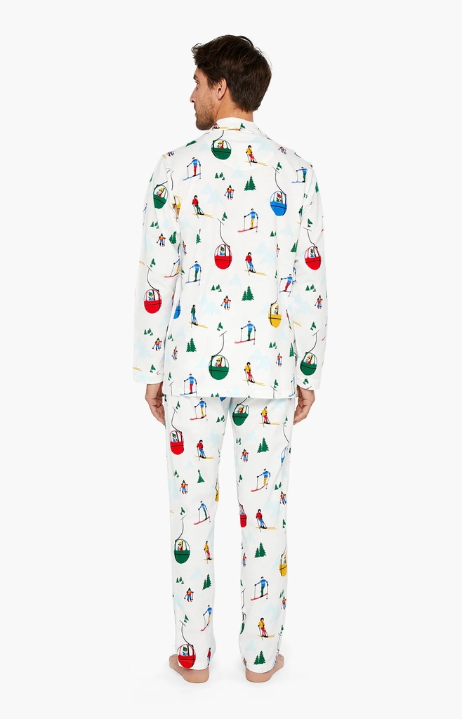 Pyjama long homme boutonné 100% coton en pilou ARTHUR PLC -  Blanc SKISH23