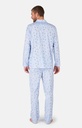 Pyjama long homme boutonné 100% coton en pilou ARTHUR PLC -  Bleu SURFE24