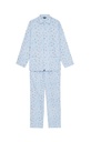 Pyjama long homme boutonné 100% coton en pilou ARTHUR PLC -  Bleu SURFE24