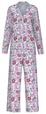 Pyjama dame boutonné 100% coton CALIDA "Spring Flower Dreams" 46353 - Red Violet 276