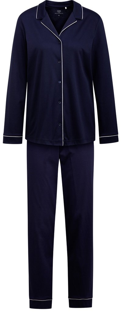 Pyjama dame long boutonné 100% coton CALIDA "Night Lovers" 43629 - Dark lapis blue 339