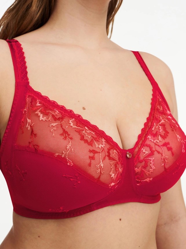 Soutien-gorge sans armatures en 3 parties enveloppant CHANTELLE "Every Curve" C16B20 - Scarlet / Nectarine 0XN