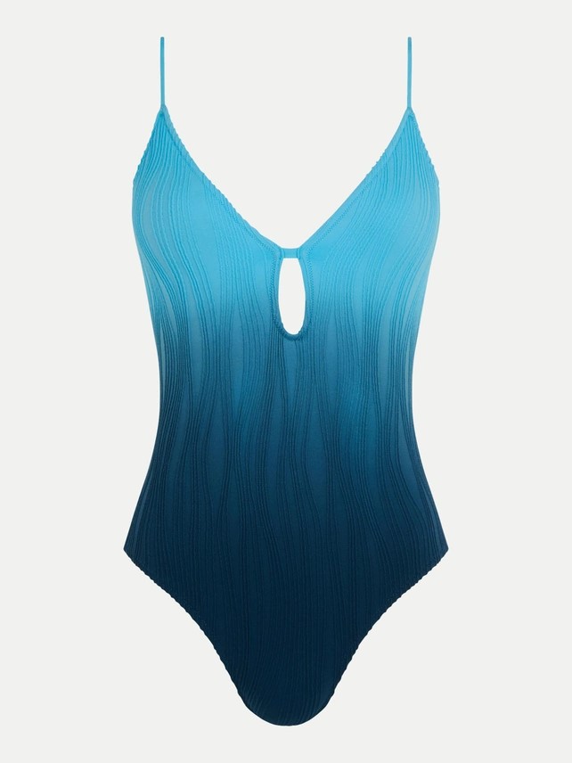 Maillot sans armature plongeant CHANTELLE "Swim One Size" C12VUA - Bleu Tie and Dye 0IM