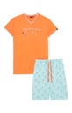 Pyjama short homme 100%coton bio ARTHUR "Plongeur" PAU - Orange Lagon DIVEE24