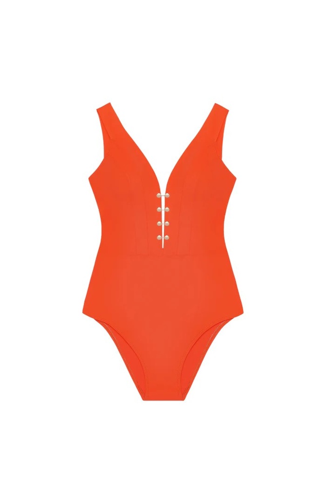 Maillot décolleté profond avec clips PAIN DE SUCRE "Bonnie 61" - Orange