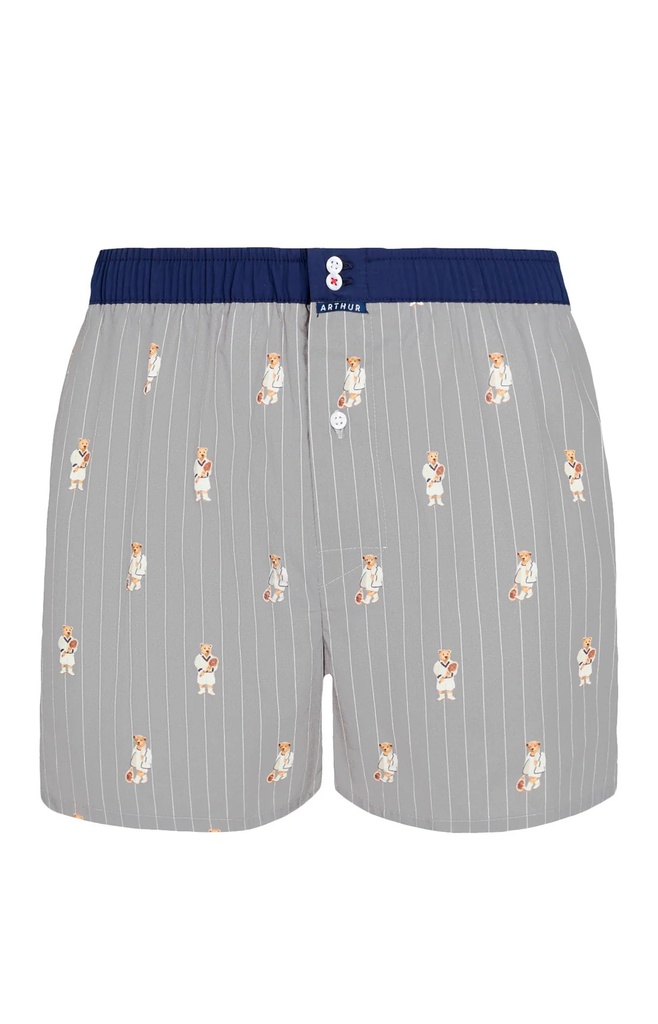 Caleçon américain homme avec maintien intérieur 100% coton bio ARTHUR "Le Club" CSP - Gris Teddy 1102E24