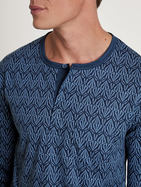 Pyjama long homme avec bord élastique 100% coton CALIDA "Relax Imprint" 47786 - Coronet Blue 469