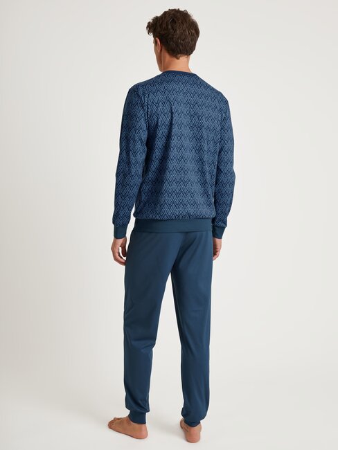 Pyjama long homme avec bord élastique 100% coton CALIDA "Relax Imprint" 47786 - Coronet Blue 469