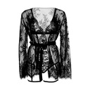 Body string & porte jarretelle & kimono en dentelle sexy - 3 pièces - LEG AVENUE 86123 - Noir 001