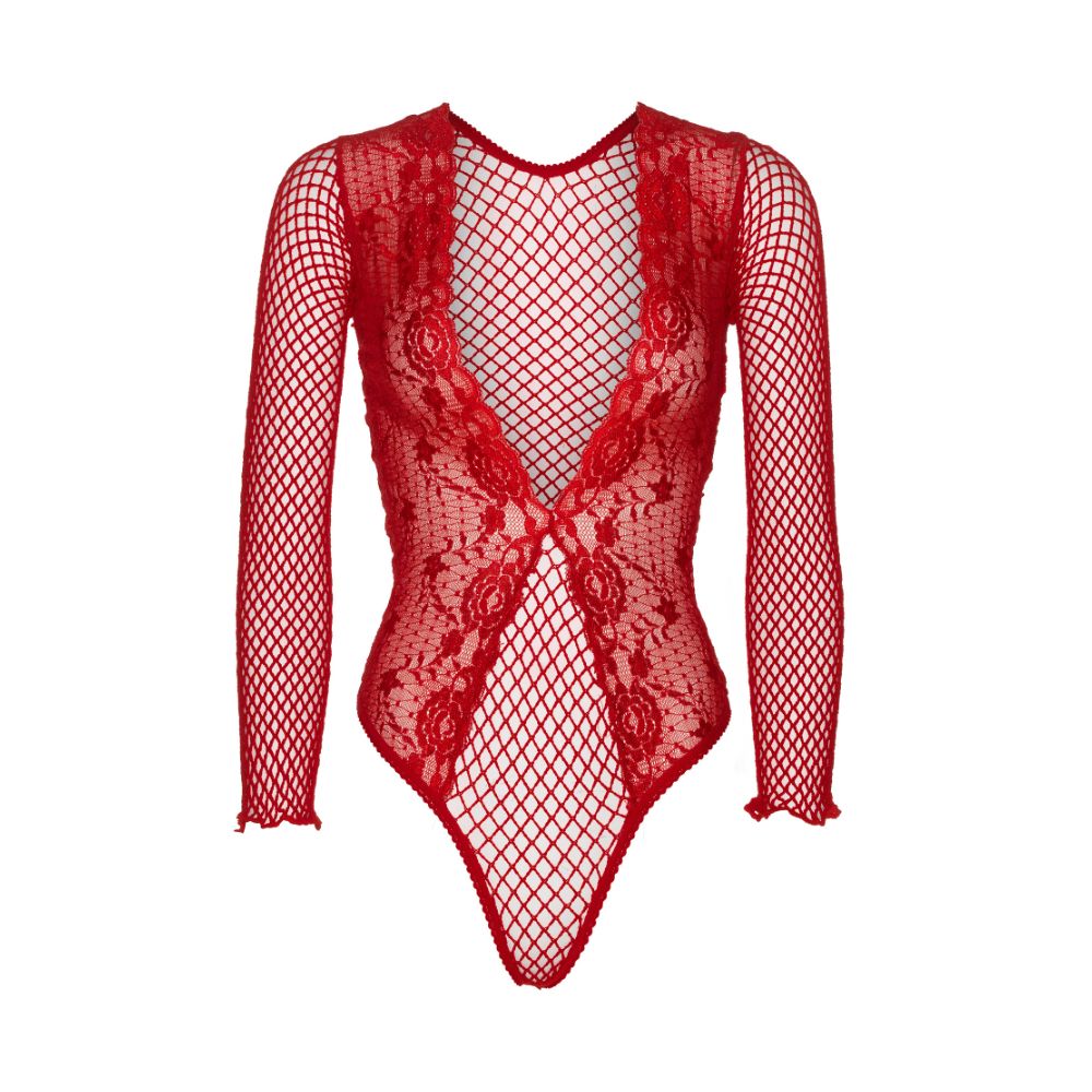 Body string dentelle & décolleté plongeant LEG AVENUE 89220 - Rouge 003