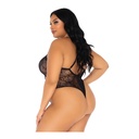 Body string tout dentelle ultra sexy laçage à l'entre seins - Plus size - LEG AVENUE 89248X - Noir 001