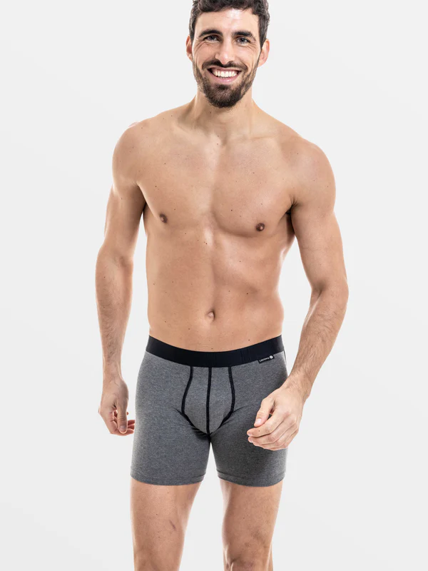Boxer homme coton avec maintien intérieur LOIC HENRY "Every-D" KBD001C - Gris Chiné
