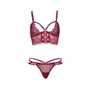 Bralette ouverte sexy lanières & string - 2 pièces - LEG AVENUE 81577 - Burgundy 036