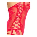 Longue robe dentelle transparente sexy & string - 2 pièces - LEG AVENUE 88009 - Rouge 003