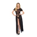 Longue robe transparente sexy ouverte devant LEG AVENUE 86400 - Noir 001