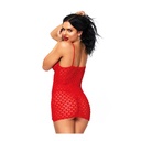 Mini robe sexy dentelle laçage & string - 2 pièces - LEG AVENUE 8316 - Rouge 003