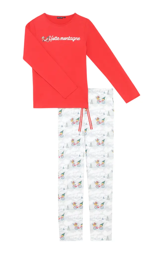 Pyjama long femme ARTHUR "Hotte Motagne" MOL - Blanc NOELH24