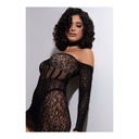 Robe sexy dentelle et résille transparente LEG AVENUE 86966 - Noir 001