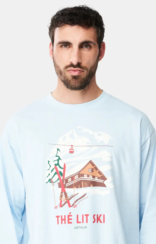 Chemise de nuit homme TU maxi T-shirt ARTHUR "Thé Lit Ski" MSW - Ciel ALPEH24