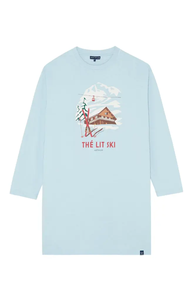 Chemise de nuit homme TU maxi T-shirt ARTHUR "Thé Lit Ski" MSW - Ciel ALPEH24