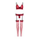 Soutien-gorge & string & porte jarretelle sexy - 3 pièces - LEG AVENUE 89293 - Rouge 003