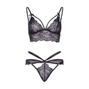 Soutien-gorge sexy & string lanières et strass - 2 pièces - LEG AVENUE 81623 - Noir 001