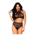 Top sexy dentelle lanières & string - 2 pièces - LEG AVENUE 81552 - Noir 001