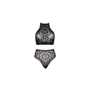 Top sexy dentelle lanières & string - 2 pièces - LEG AVENUE 81552 - Noir 001