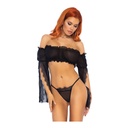 Top bandeau sexy en voile & string - 2 pièces - LEG AVENUE 81605 - Noir 001