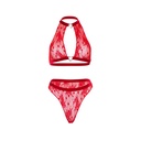 Soutien-gorge transparent sexy & string dentelle LEG AVENUE 86116 - Rouge 003