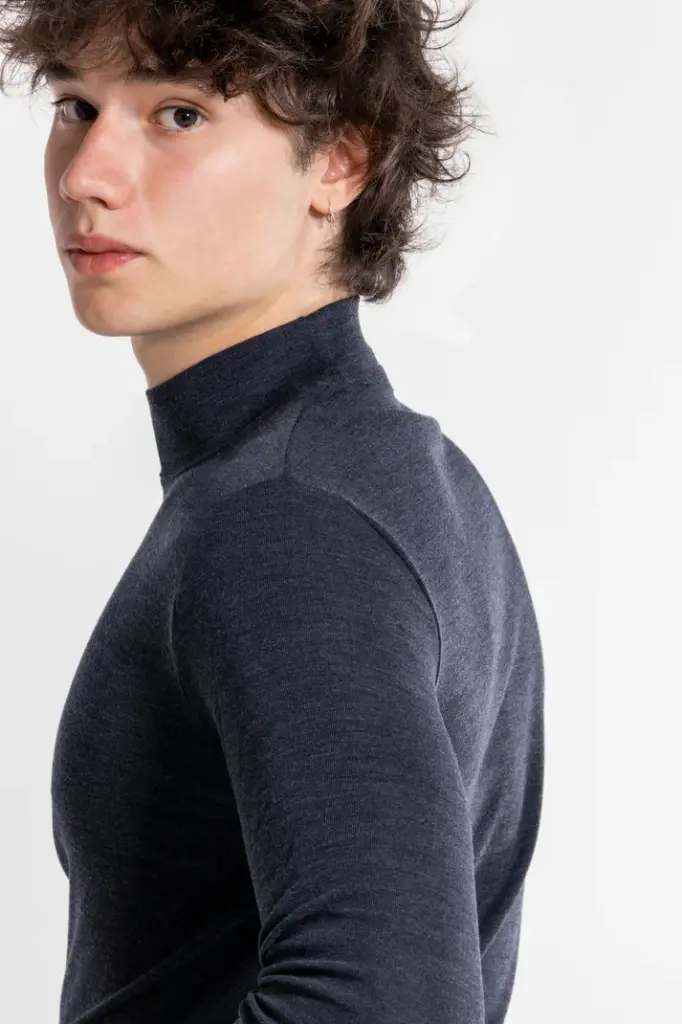 Pull homme col montant laine & soie OSCALITO 628 - Anthracite 223-3