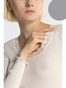 Chemisette longues manches col rond enlaine & soie avec dentelle OSCALITO 3416 - Gris 230