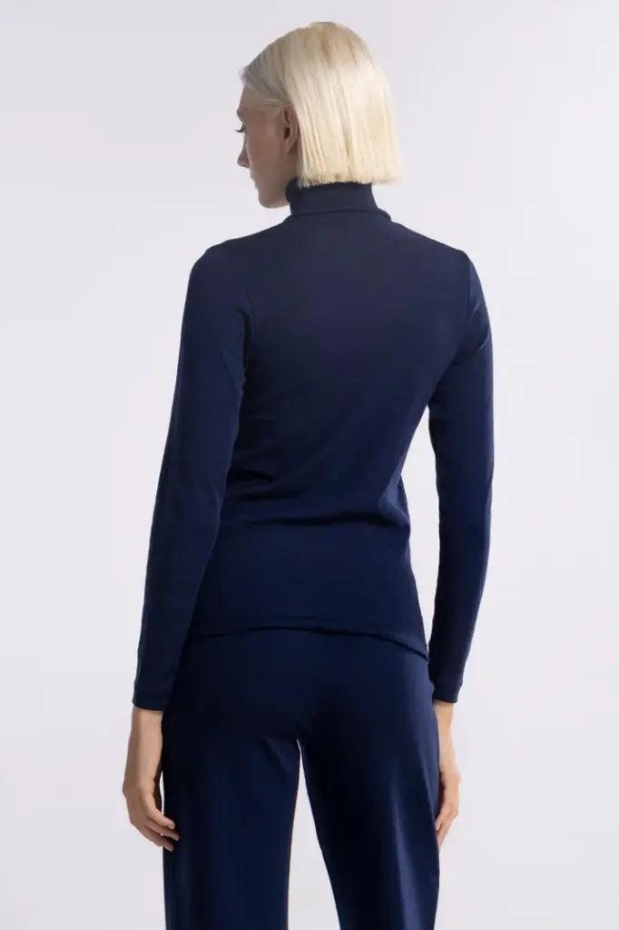 Pull col roulé laine & soie OSCALITO 3478 - Marine 474