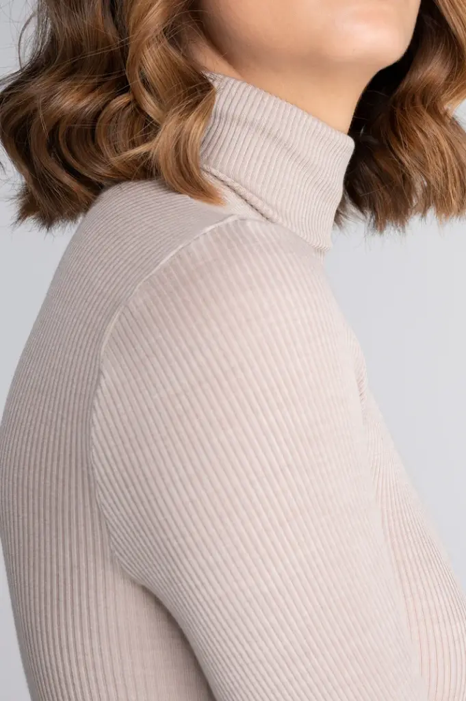 Sous pull à côte laine & soie OSCALITO 3438 - Beige 385