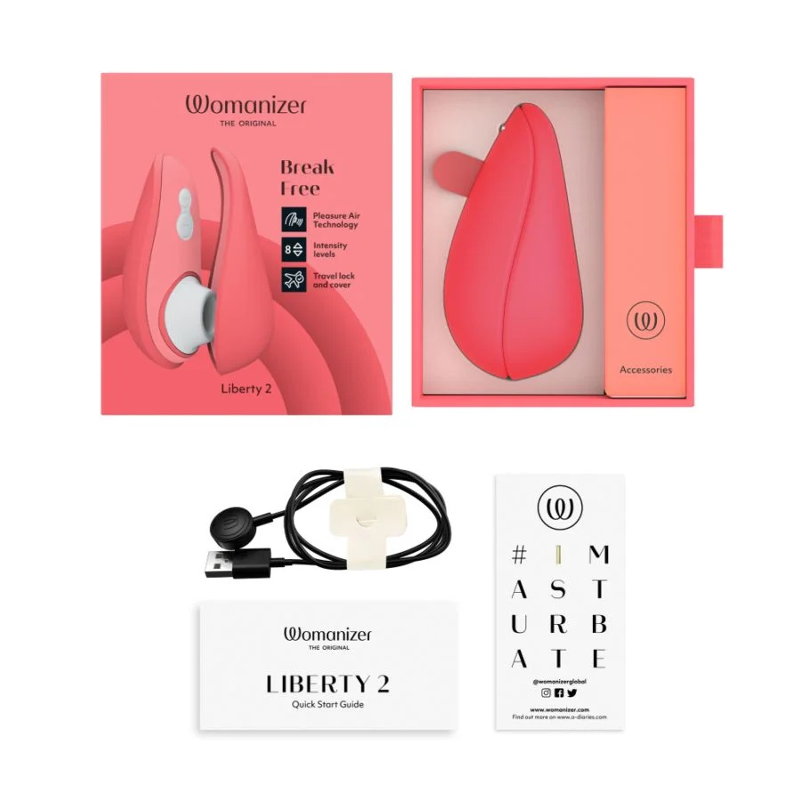 Stimulateur clitoridien à ondes pulsées pour les voyages WOMANIZER "Liberty 2" - Vibrant Rose