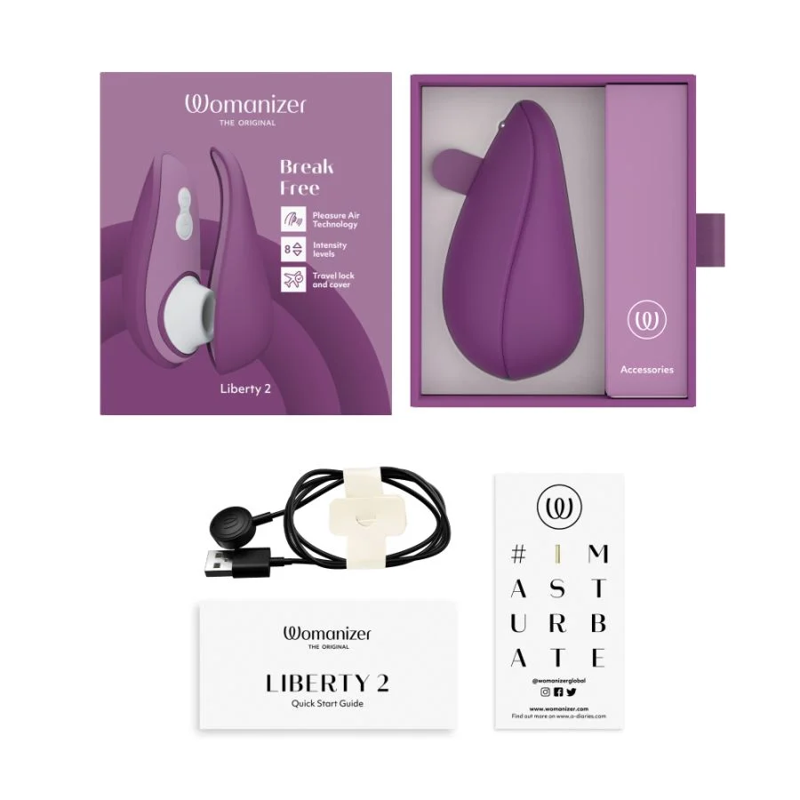 Stimulateur clitoridien à ondes pulsées pour les voyages WOMANIZER "Liberty 2" - Purple