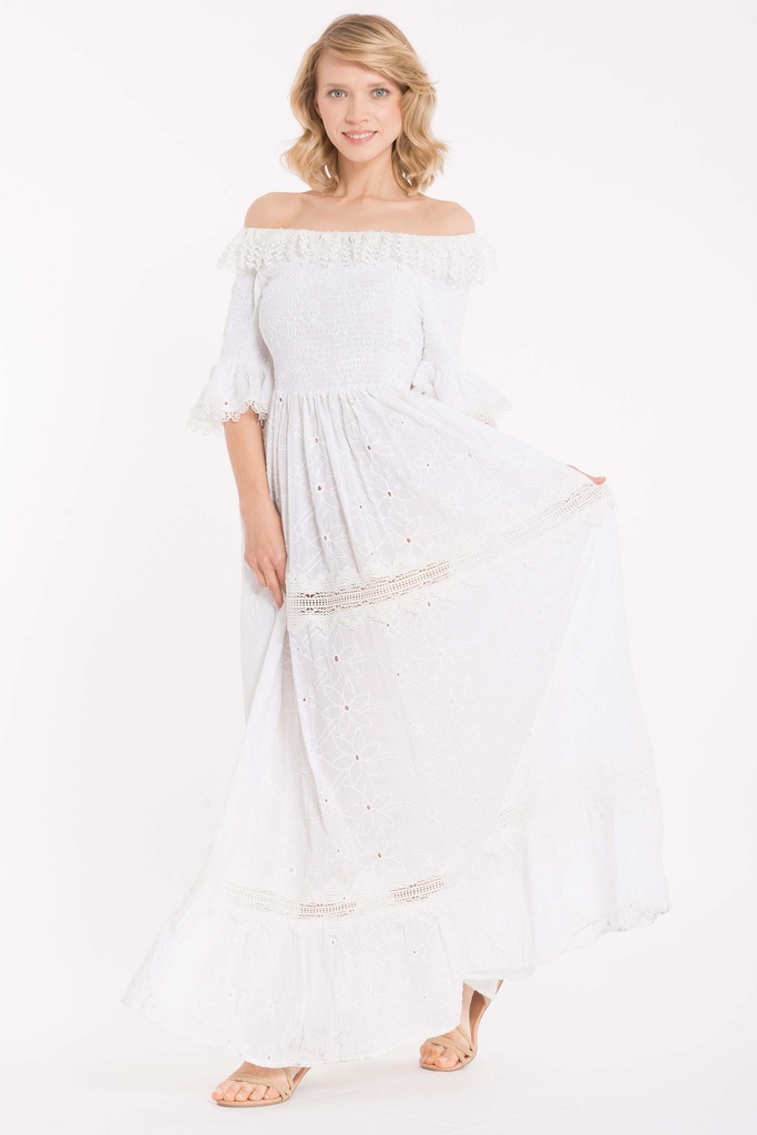 Robe de plage maxi ICONIQUE "Mara" 22-022 - Blanc