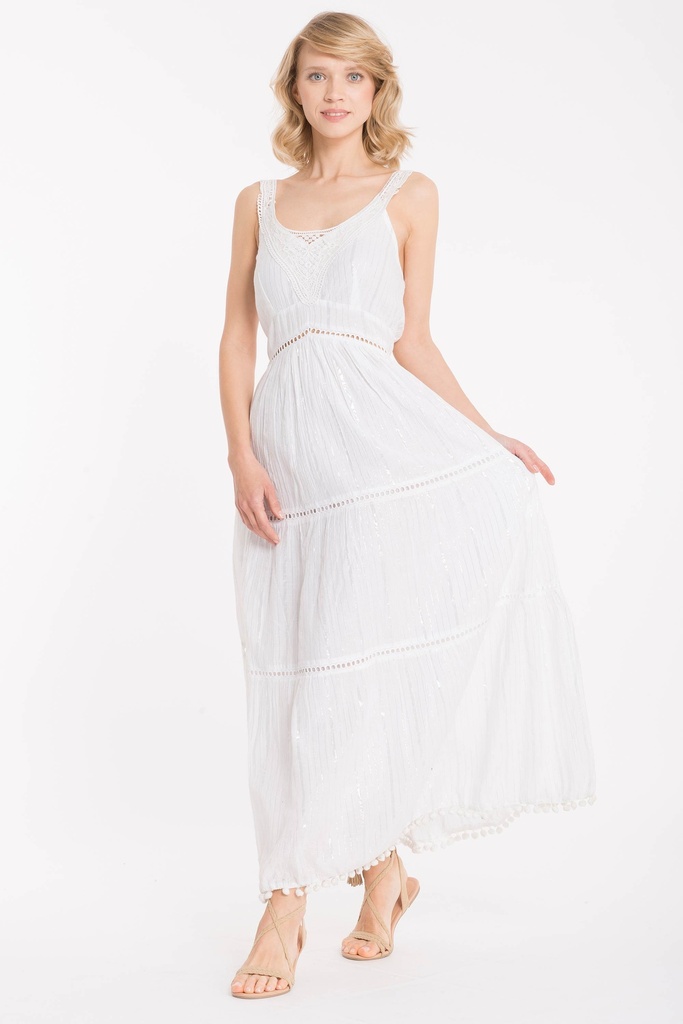 Robe longue de plage ICONIQUE "Vulcano Strappy Dress" IC22-009 Blanc
