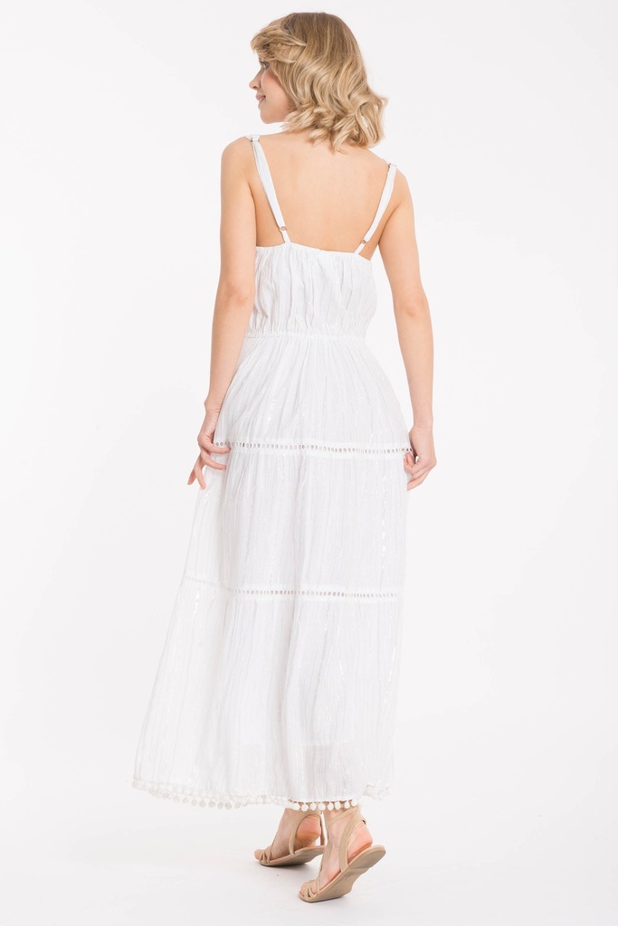 Robe longue de plage ICONIQUE "Vulcano Strappy Dress" IC22-009 Blanc