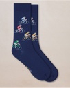 Chaussettes homme fantaisie BLEU FORET "Coton" 7084 - Encre Cyclistes JI8