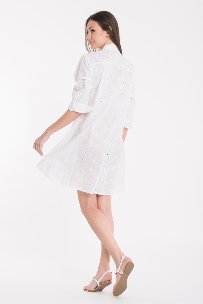 Chemise de plage manches 3/4 DAVID "Romina" DB22-004 - Blanc