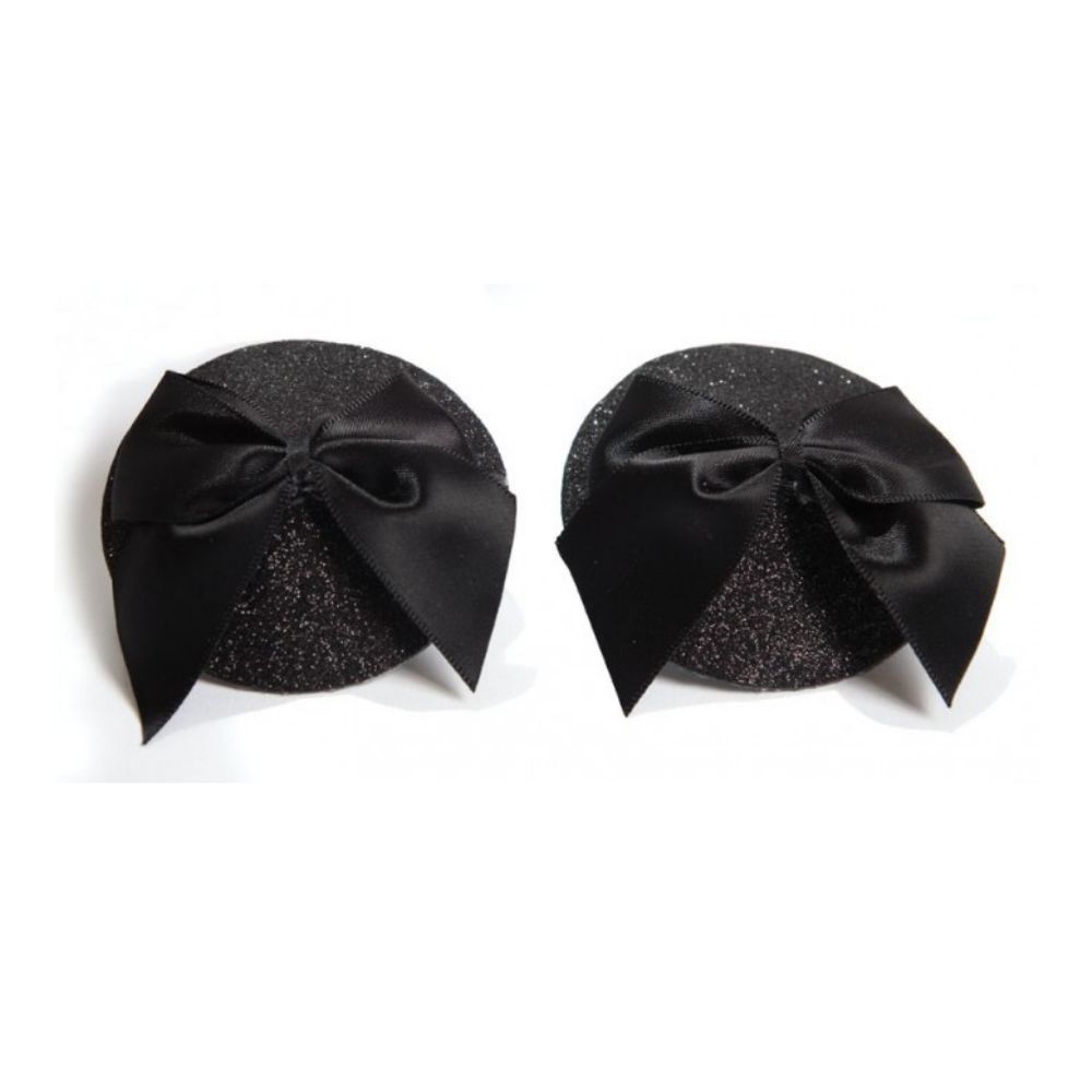 Nippies cache seins BIJOUX INDISCRETS "Burlesque Pasties- Glitter & satin bow" - Noeud