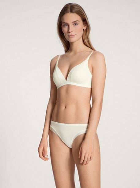 Slip coupe classique coton & satin CALIDA "Cate" 22258 - Albaster Cream 911 (Entier)