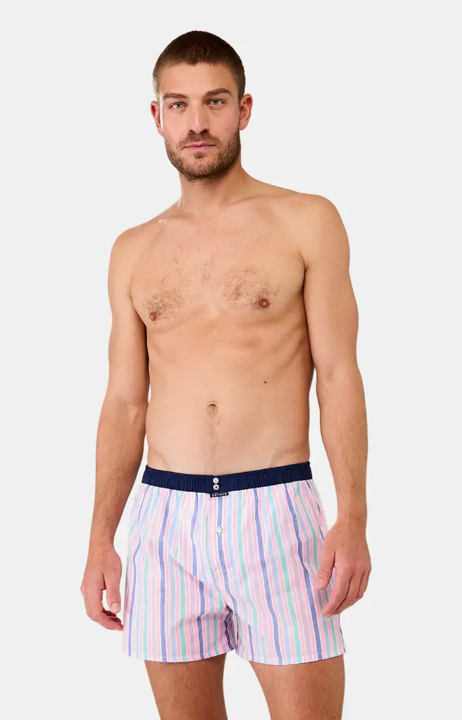 Caleçon américain homme avec maintien 100% coton bio ARTHUR "Le Club" CSP - Multicolore 1159E25