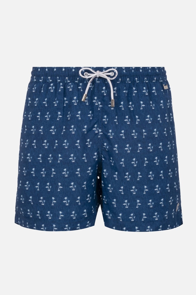 Short de bain avec maintien intégré DAVID MAN "Palm Tree" DM25-026 - Bleu Multicolor MLT