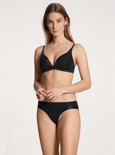 Slip coupe classique coton & satin CALIDA "Cate" 22258 - Noir 992 (Entier)