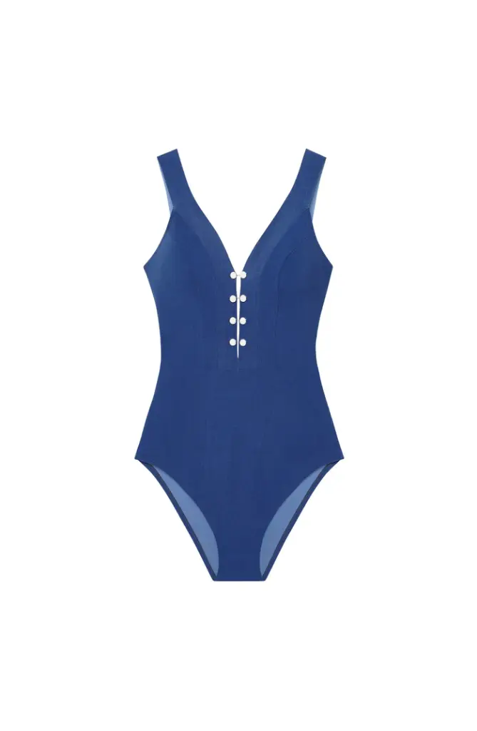 Maillot décolleté profond avec clips PAIN DE SUCRE "Bonnie 61" - Bleu Jeans 